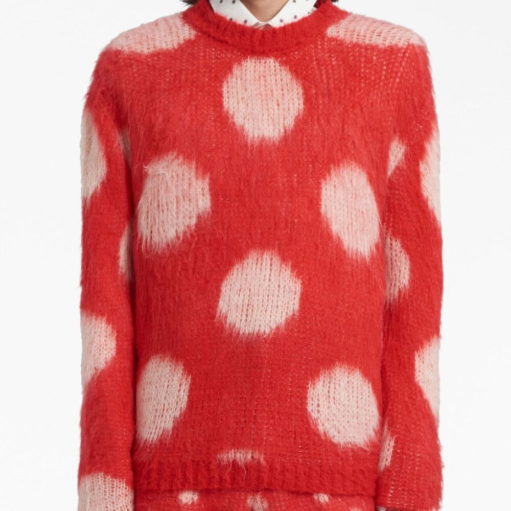 BNWT AW23 MARNI BRUSHED DOTS FUZZY WUZZY SWEATER 50